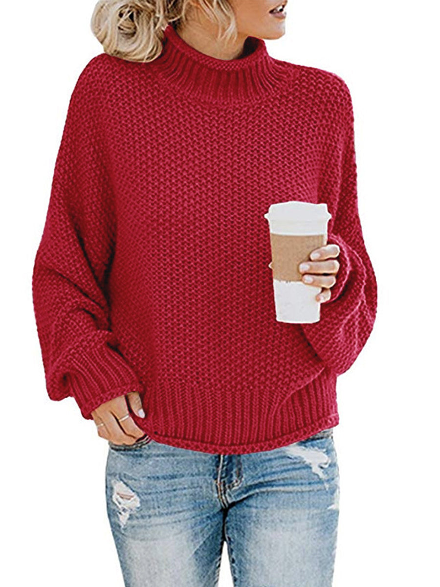 Our Best Polyester Blend Deluxe Cable Knit Turtleneck Dropped Shoulder Sweater (Multicolor)