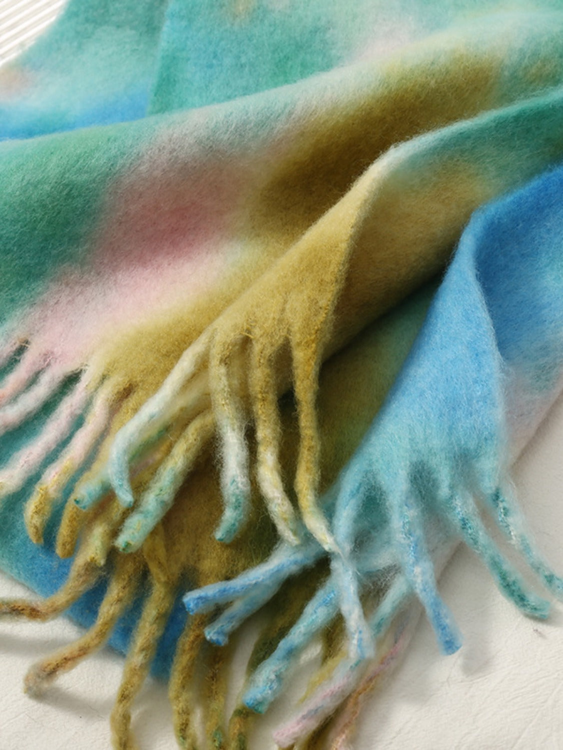 Tyra Tye-dye 100% Polyester Fringe Detail Tie-Dye Surplus Scarf (Multicolor)