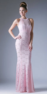 Cinderella Divine A1613 Halter High Neckline Long Formal Sheath Dress