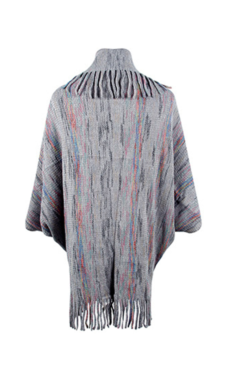 Monah Paloma 100% Polyester Pretty-n-Plush Fringe Detail Pattern Print Poncho (Multicolor)