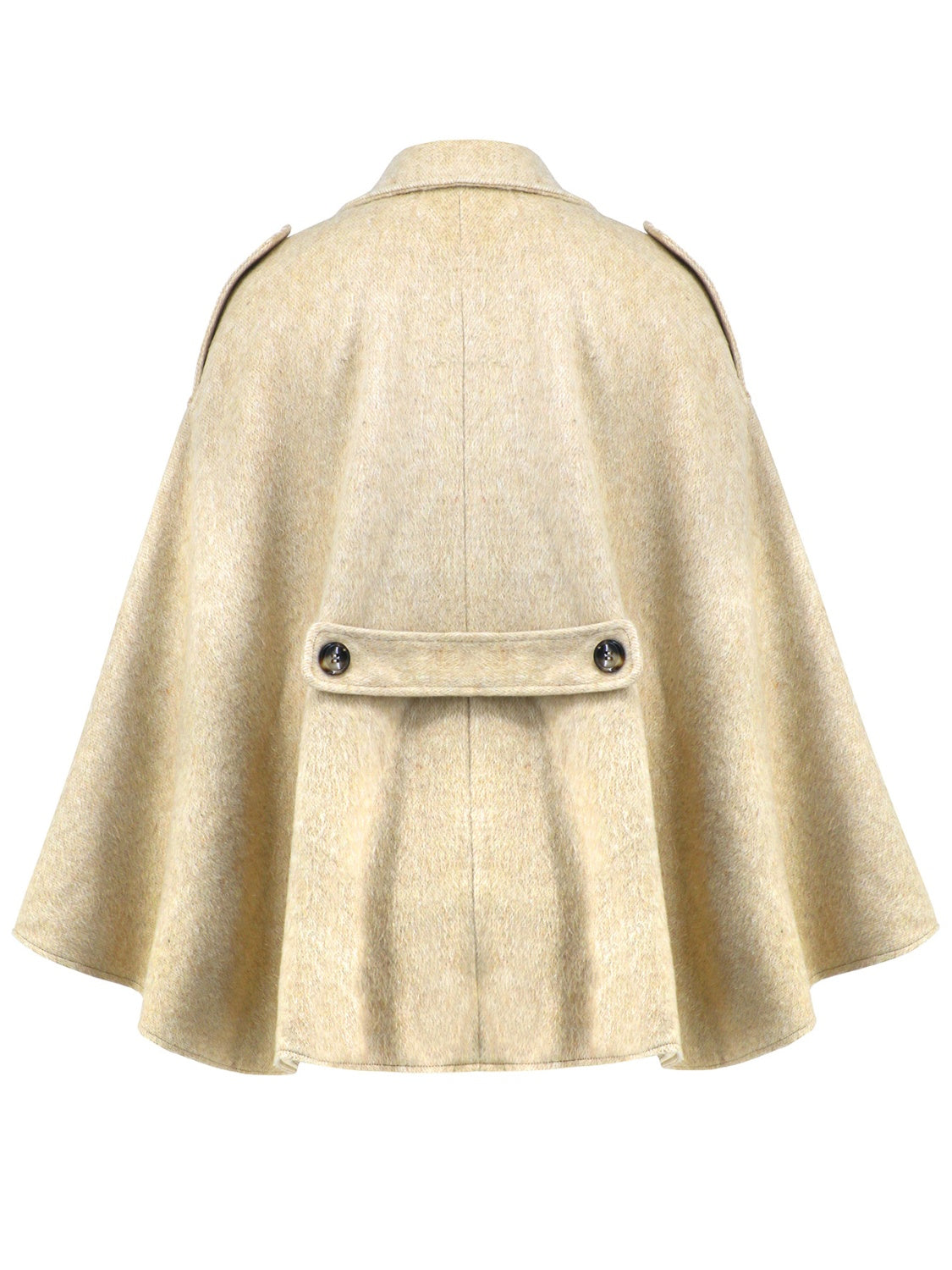 Monah Paloma 100% Polyester Pretty-n-Plush Double-Breasted Sash Tie Button Detail Poncho (Grey/Tan)