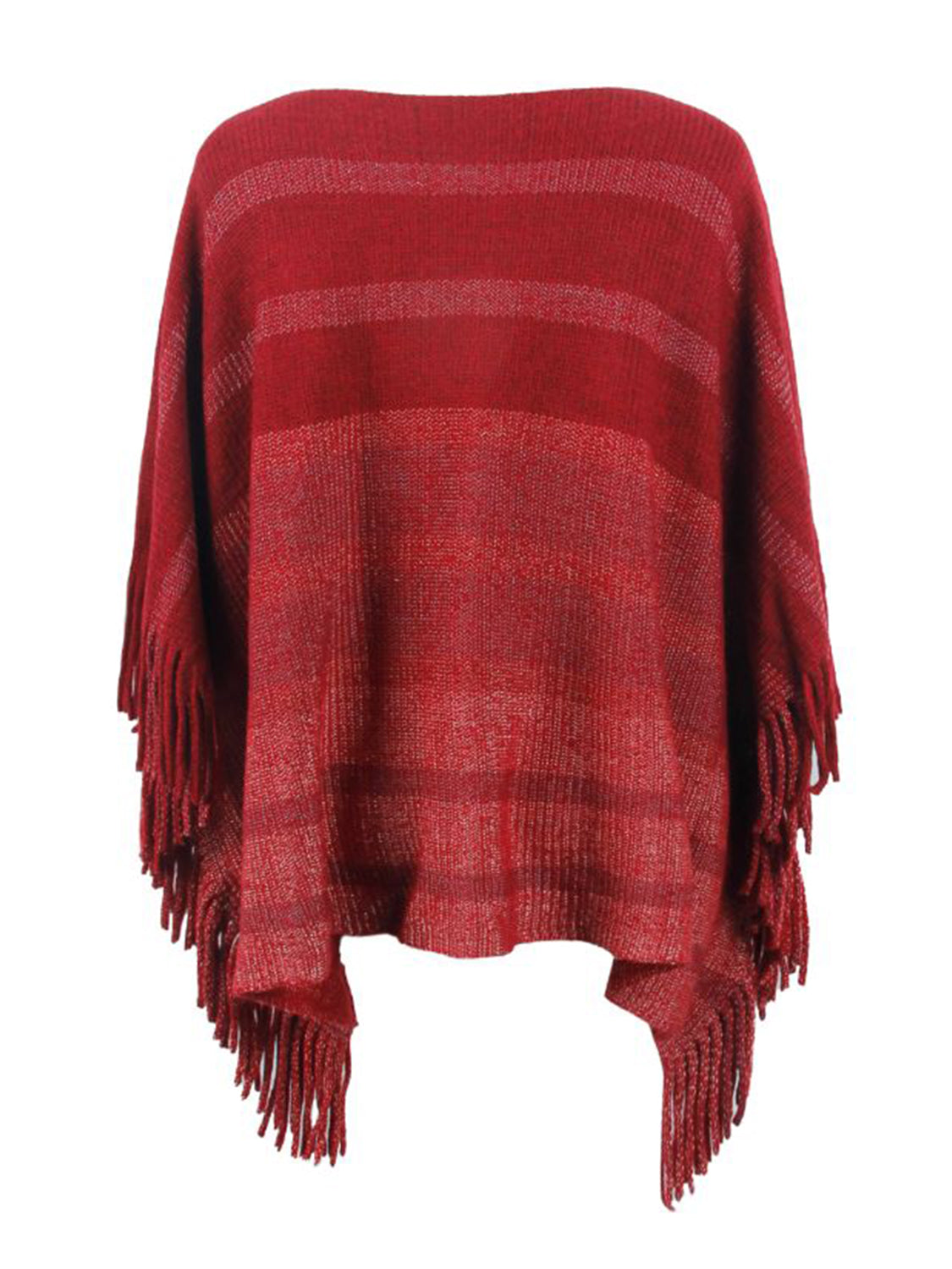 Monah Paloma 100% Polyester Pretty-n-Plush Stripe Boat Neck Fringe Detail Poncho (Multicolor)