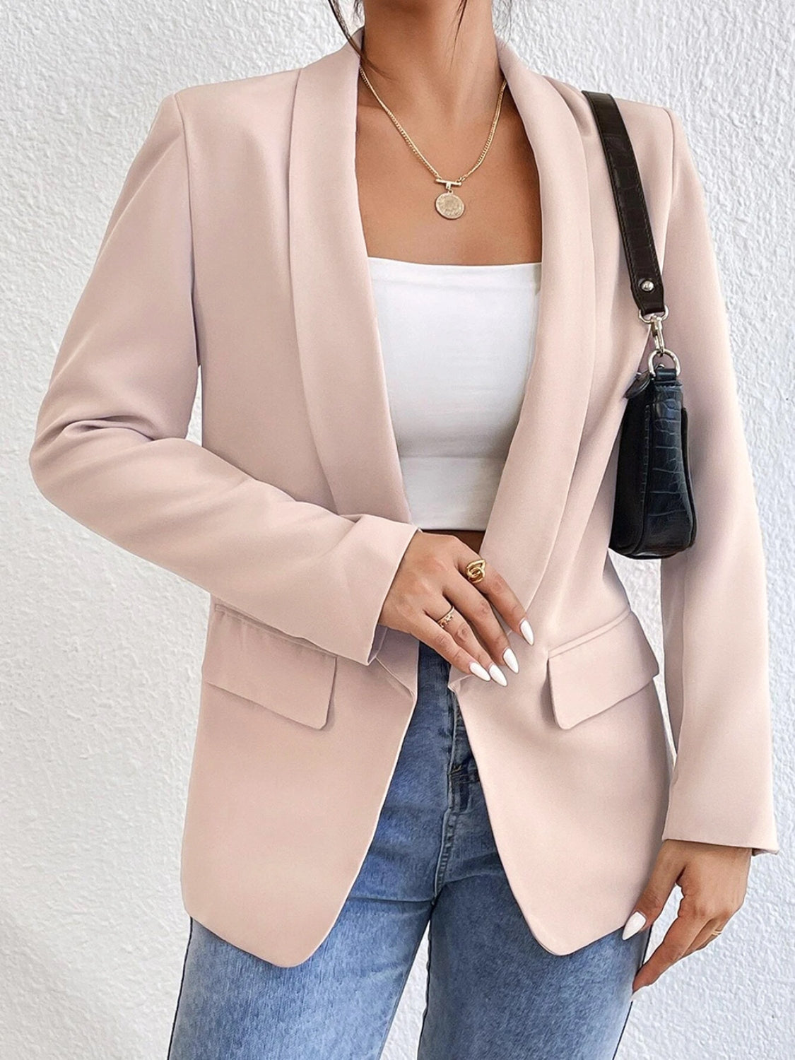 Our Best Polyester Blend Cool-n-Comfy Fashion Plus Shawl Collar Long Sleeve Blazer (Multicolor)