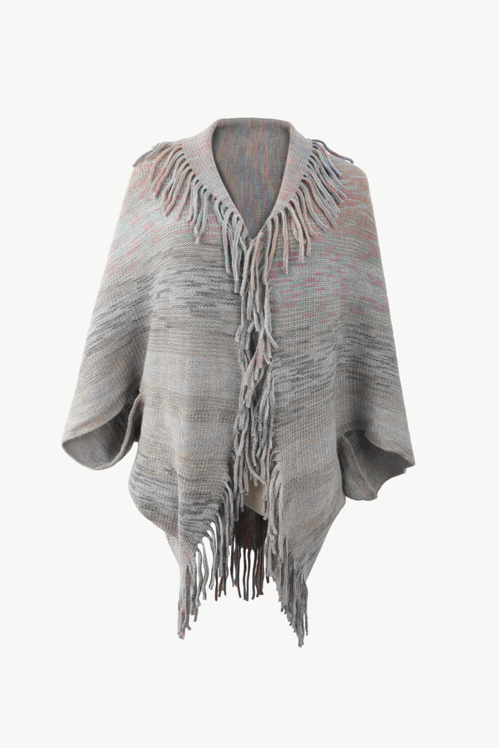 Monah Paloma Acrylic Blend Pretty-n-Plush Multicolored Fringe Trim Poncho (Multicolor)