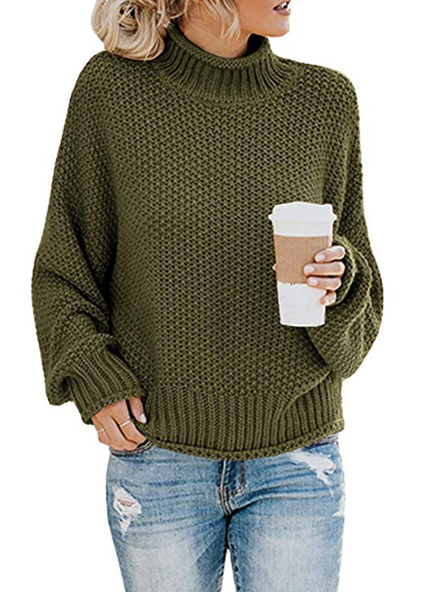 Our Best Polyester Blend Deluxe Cable Knit Turtleneck Dropped Shoulder Sweater (Multicolor)