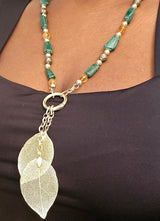 "Abundance Of Wealth" Necklace |Malachite , Citrine, and Pyrite