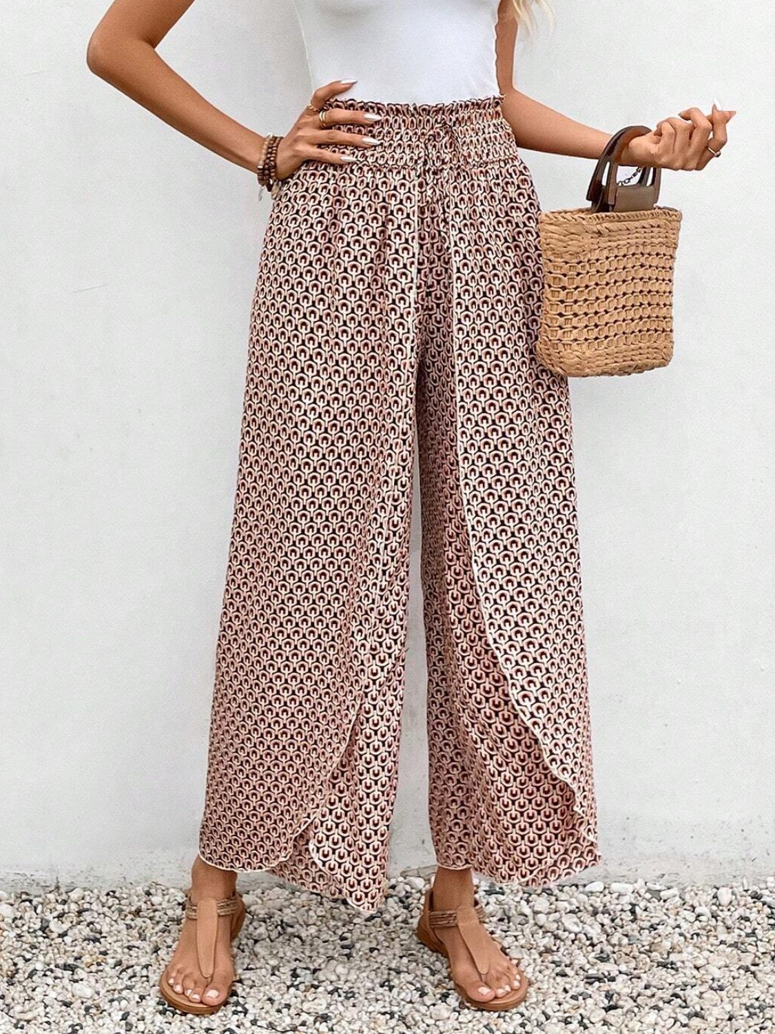 Our Best Viscose Blend Round Neck Waist Tie Long Sleeve Palazzo Pants (Multi Colors)