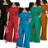 218298 Plus Size Women's Clothing 2025 Autumn New Item No Wash Denim Shawl Jumpsuit Factory