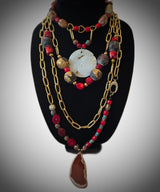 Antique Coral and Jasper Layered Necklace