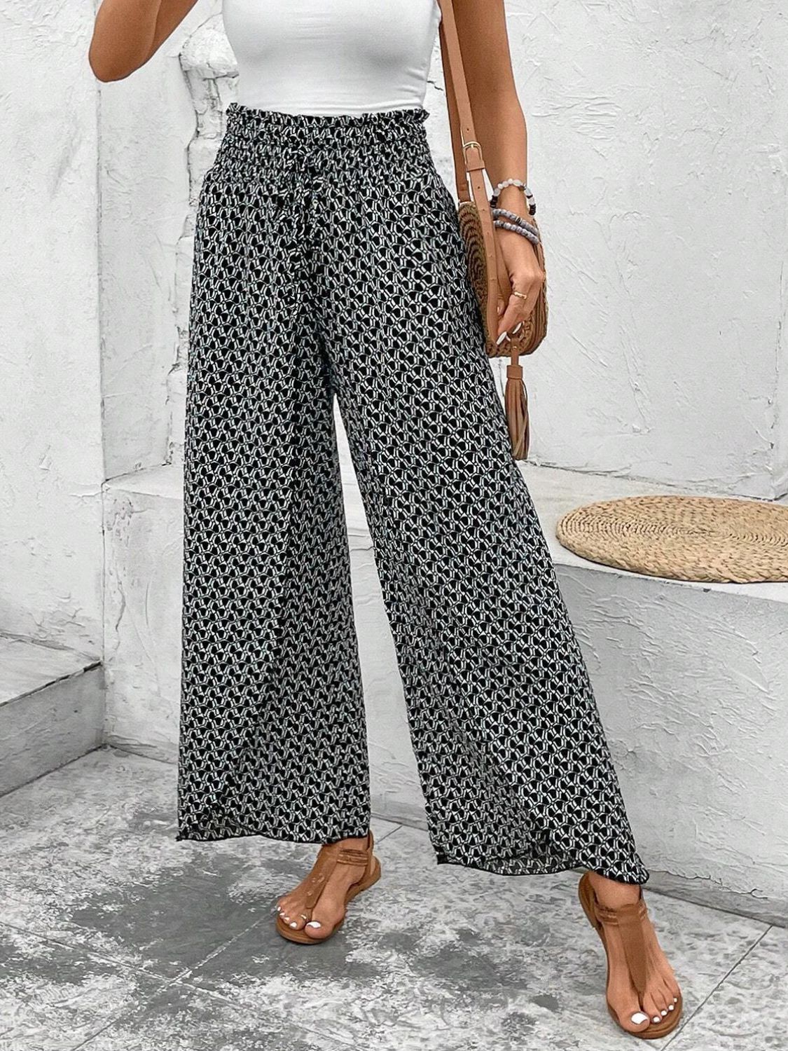 Our Best Viscose Blend Round Neck Waist Tie Long Sleeve Palazzo Pants (Multi Colors)