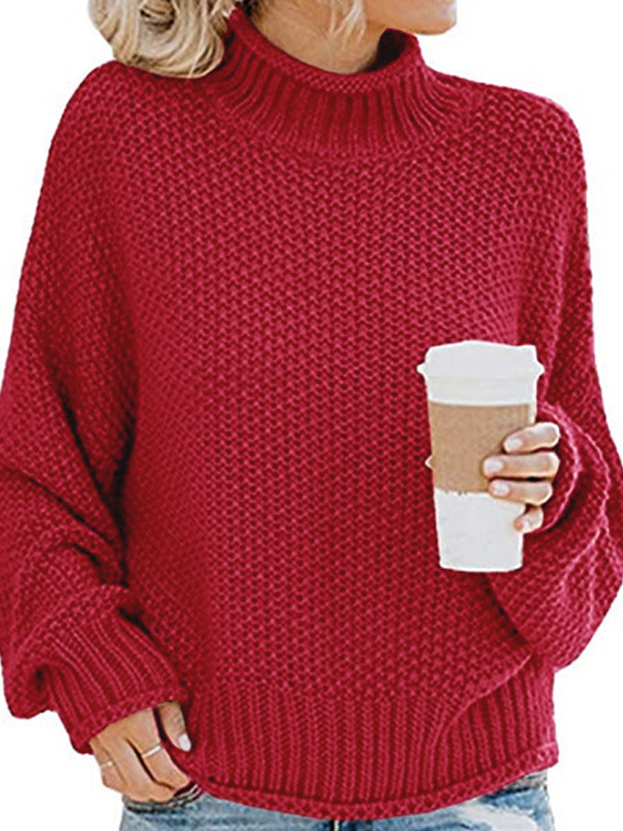 Our Best Polyester Blend Deluxe Cable Knit Turtleneck Dropped Shoulder Sweater (Multicolor)