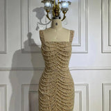 Beaded Nude Elegant Sling Luxury Gown