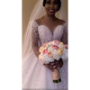 Beaded White Ball Gown Wedding Dress Long Sleeves