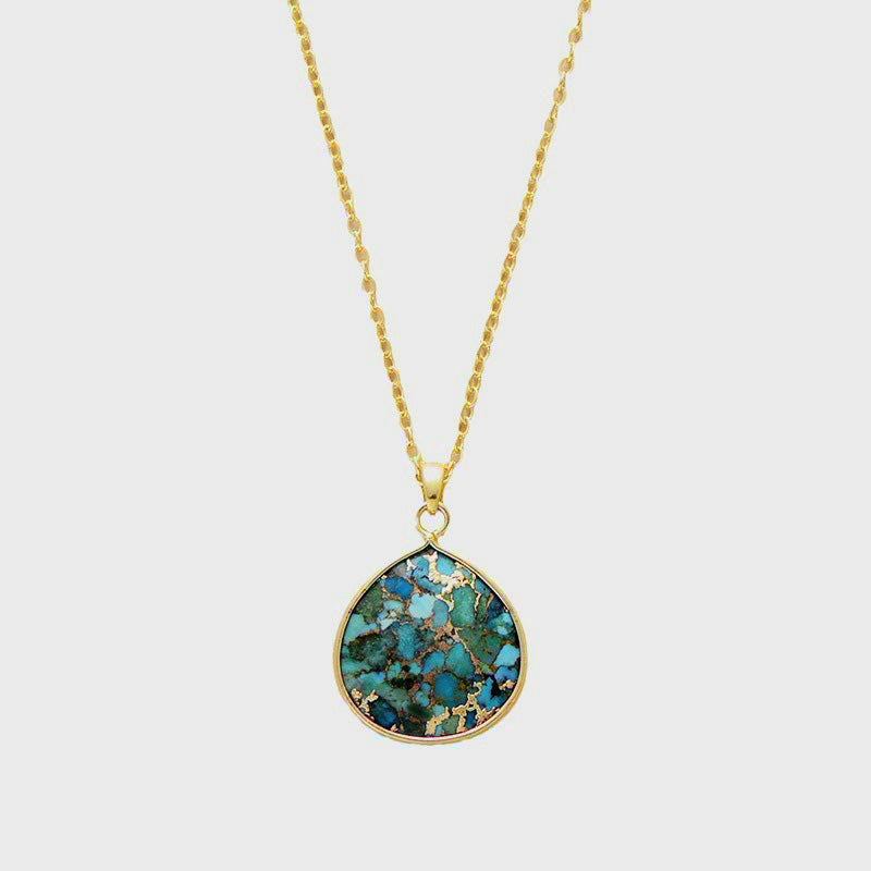 The Persian Princess Silver Turquoise Polished Link Chain Pendant Necklace (Silver/Gold)