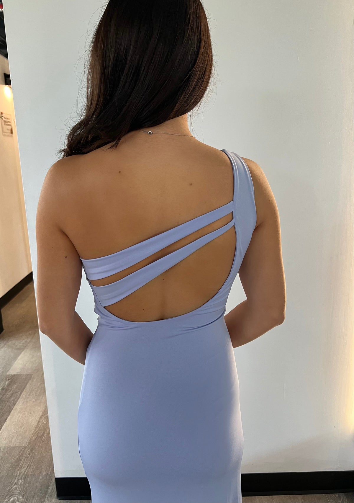 The Britt One Shoulder Twist Waist Slit Detail Maxi(Teal)
