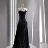 Burgundy Leather Skirt Evening Gown with Sleeves