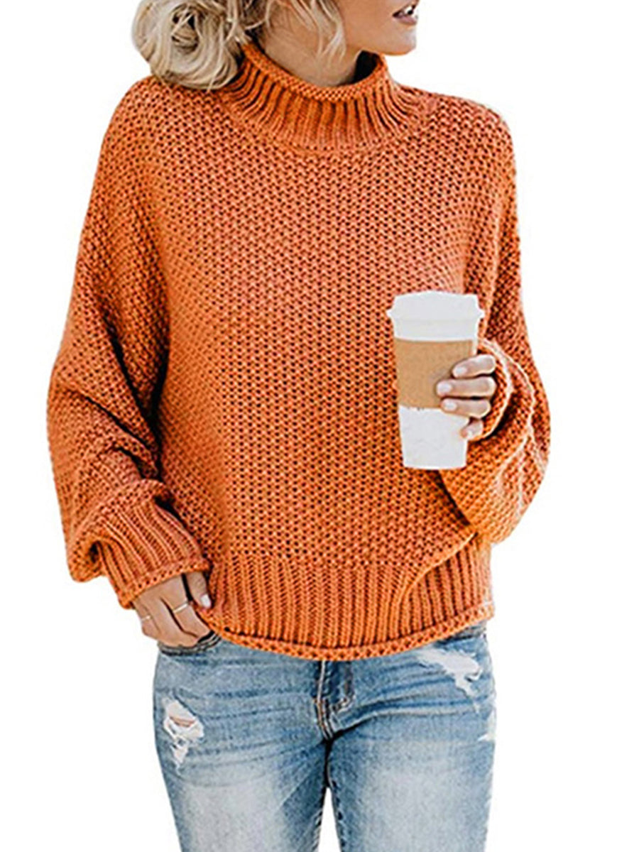 Our Best Polyester Blend Deluxe Cable Knit Turtleneck Dropped Shoulder Sweater (Multicolor)