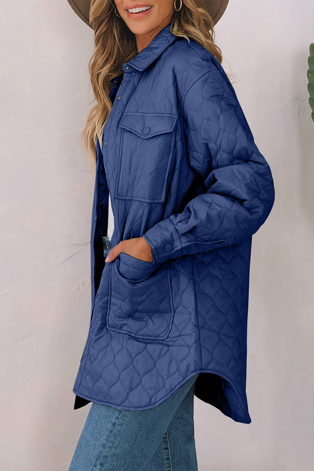 Our Best 100% Nylon Snap Down Collared Cushy Comfort Quilted Detail Winter Coat (Multicolor)