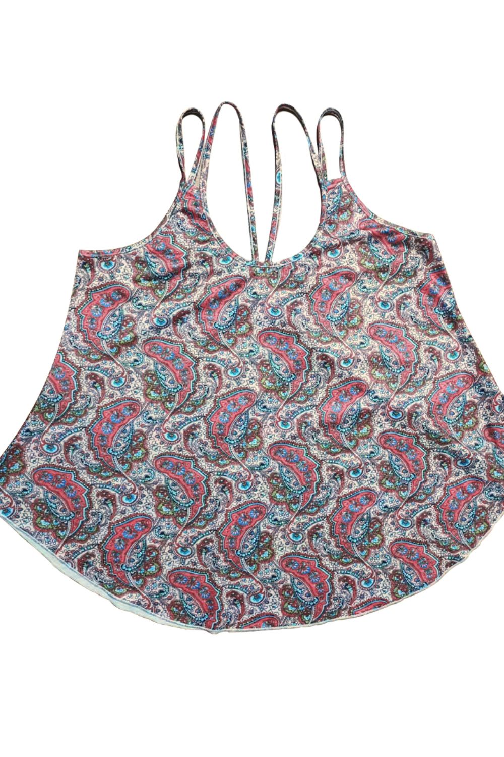 Our Best Polyester Blend Scoop Neck Fashion Plus Paisley Pattern Double-Strap Cami Top (Multicolor)