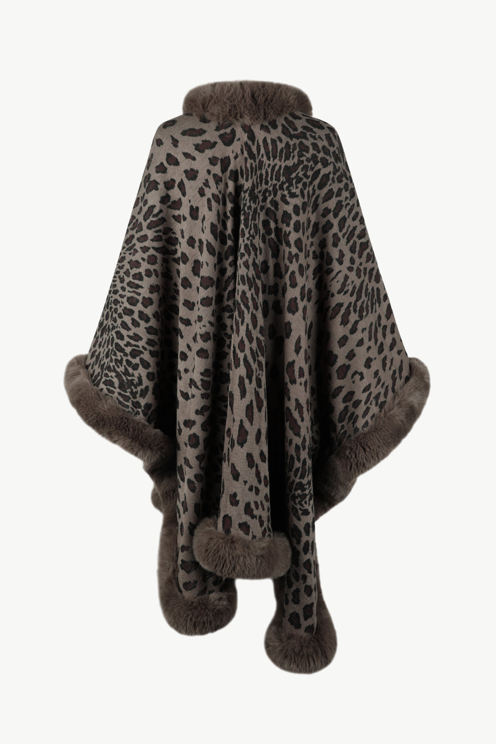 Monah Paloma 100% Acrylic Pretty-n-Plush Fur Fringe Leopard Pattern Print Poncho (Multicolor)