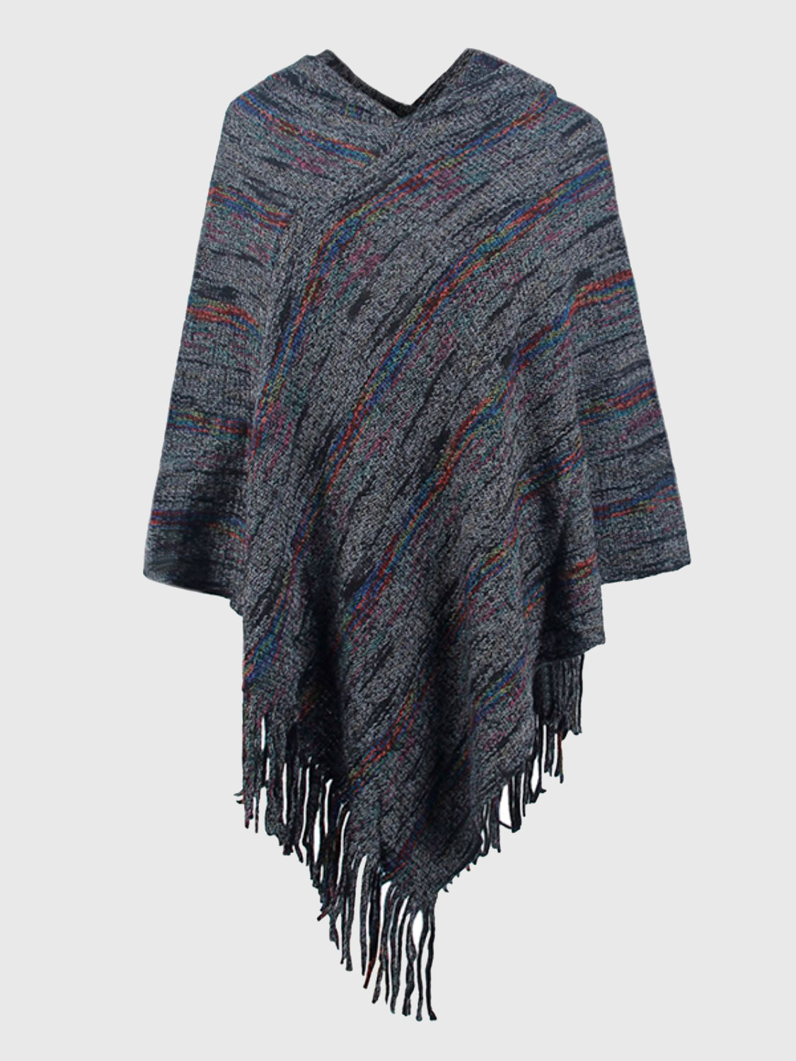 Monah Paloma 100% Polyester Pretty-n-Plush Fringe Hem Hooded Poncho (Multicolor)