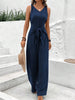 Blue V-Neck Twist Strap Jumpsuit For Women