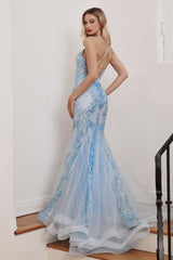 Glitter Printed Mermaid Gown