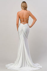 Cinderella Divine CD0179 Long Rhinestone Fitted Formal Dress