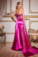 Cinderella Divine CD269 Floor Length Strapless Satin Corset Gown