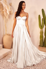 Satin A-Line Bustier Bridal Dress - treasures-4-u-2-day