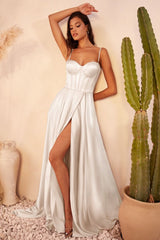 Satin A-Line Bustier Bridal Dress - treasures-4-u-2-day