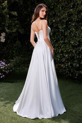 Satin A-Line Bustier Bridal Dress - treasures-4-u-2-day