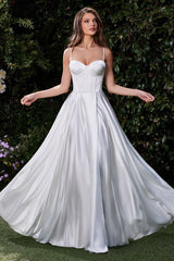 Satin A-Line Bustier Bridal Dress - treasures-4-u-2-day