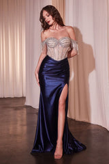 Embellished Off The Shoulder Satin Gown - treasures-4-u-2-day