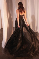 Beaded Fitted Gown With Overskirt