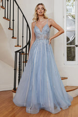 A-Line Beaded Gown With Lace Detail - treasures-4-u-2-day