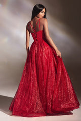 Cinderella Divine CD996 Floor Length A-line Glitter Ball Gown