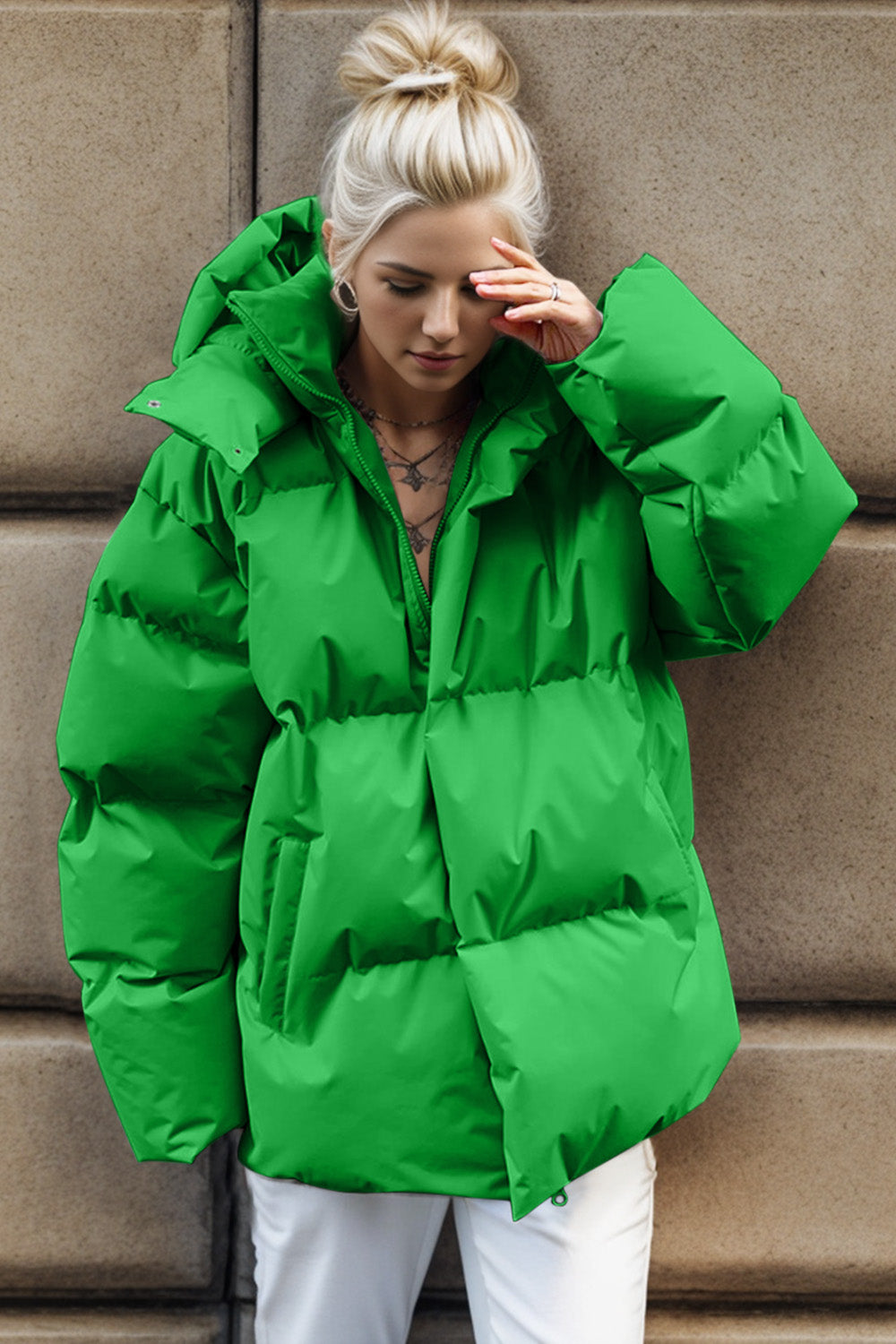 Our Best 100% Polyester Deluxe Comfy Cozy Thermal Plus Zip-Up Hooded Puffer Jacket (Multicolor)