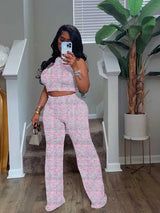2 Piece Sets Womens Outfits Elegant Stretchy Knitted Summer Suit Sexy Sleeveless Top and Pant Suit Wholesale Dropshipping