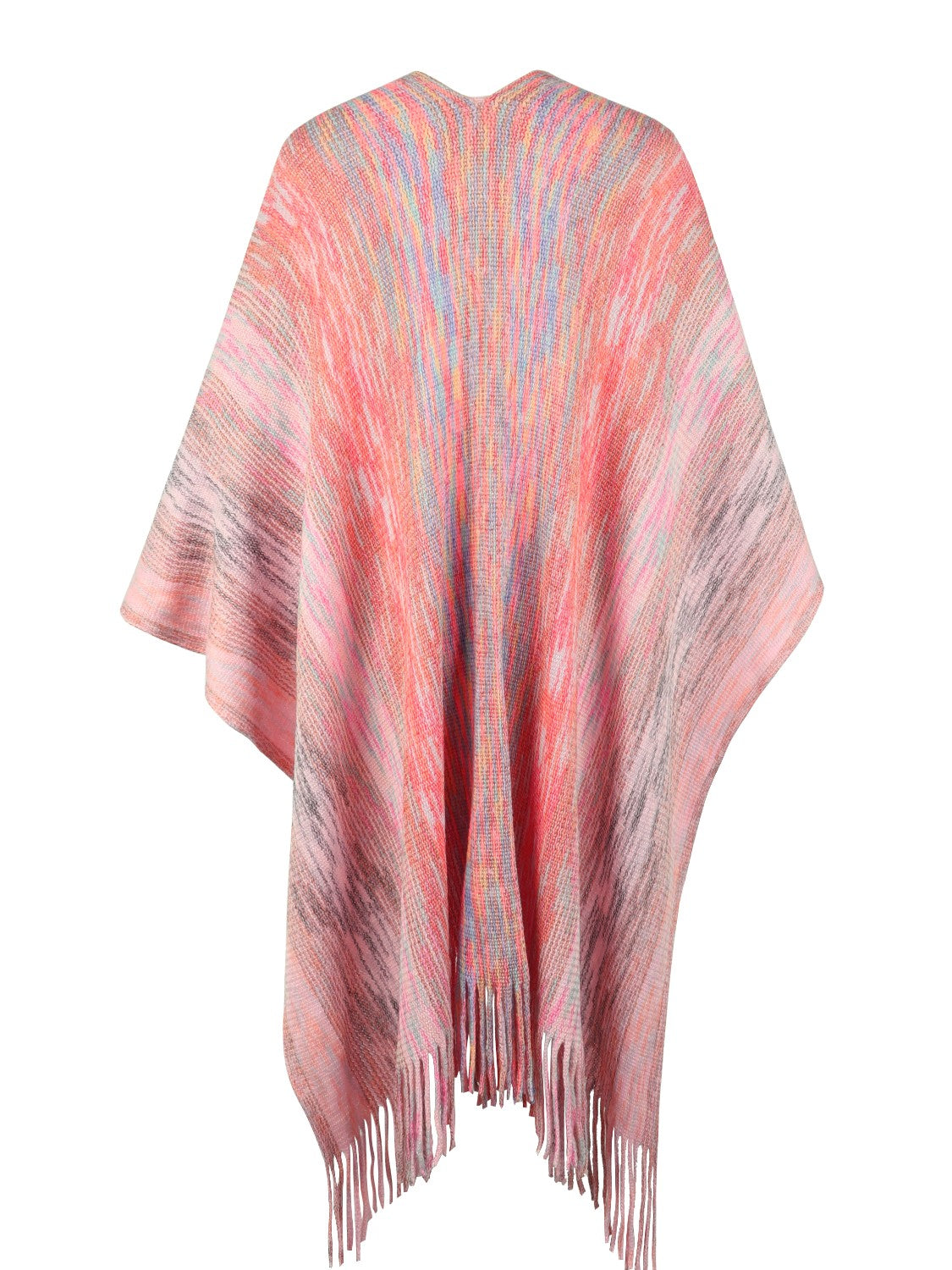 Monah Paloma 100% Polyester Pretty-n-Plush Heathered Fringe Hem Poncho (Multicolor)