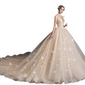 Champagne Lace Wedding Gown for Pregnant Woman
