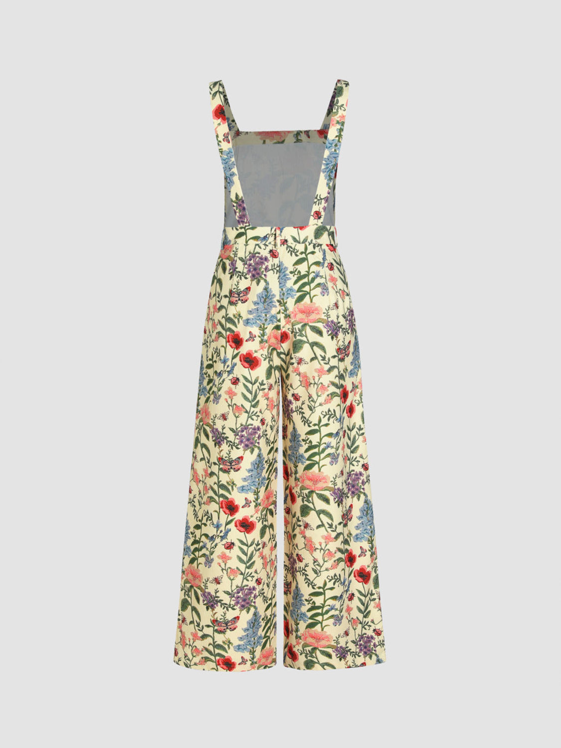 Our Best 100% Polyester Floral Graphics Print Wide Flare Gabardine Palazzo Pant Overalls (Multicolor)