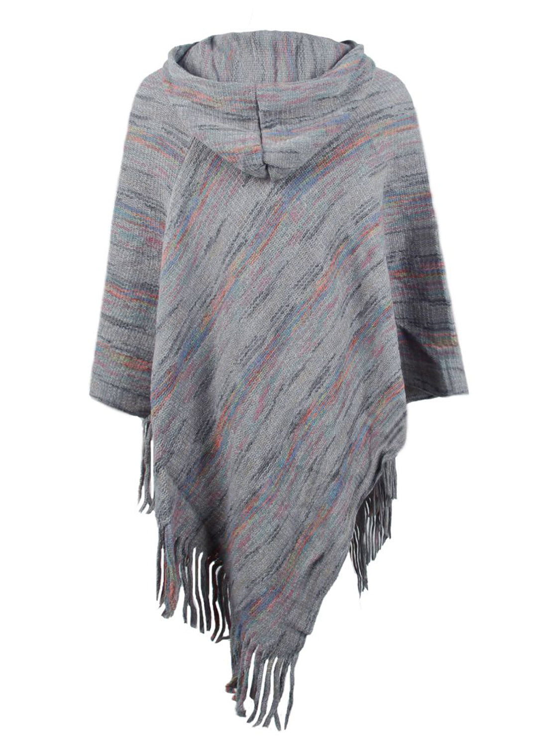 Monah Paloma 100% Polyester Pretty-n-Plush Fringe Hem Hooded Poncho (Multicolor)