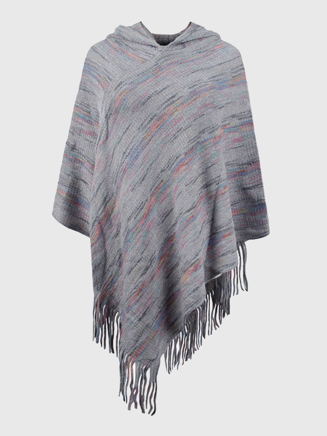 Monah Paloma 100% Polyester Pretty-n-Plush Fringe Hem Hooded Poncho (Multicolor)