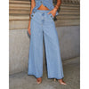 KADUWAKI Slim Denim Waistcoat Jeans 2pc Women Elegant Single Breasted O Neck Vest Wide Leg Pants Spring Lady High Street Outfits
