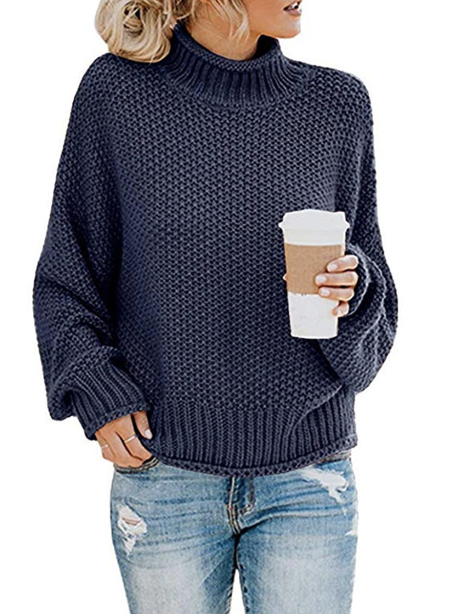 Our Best Polyester Blend Deluxe Cable Knit Turtleneck Dropped Shoulder Sweater (Multicolor)