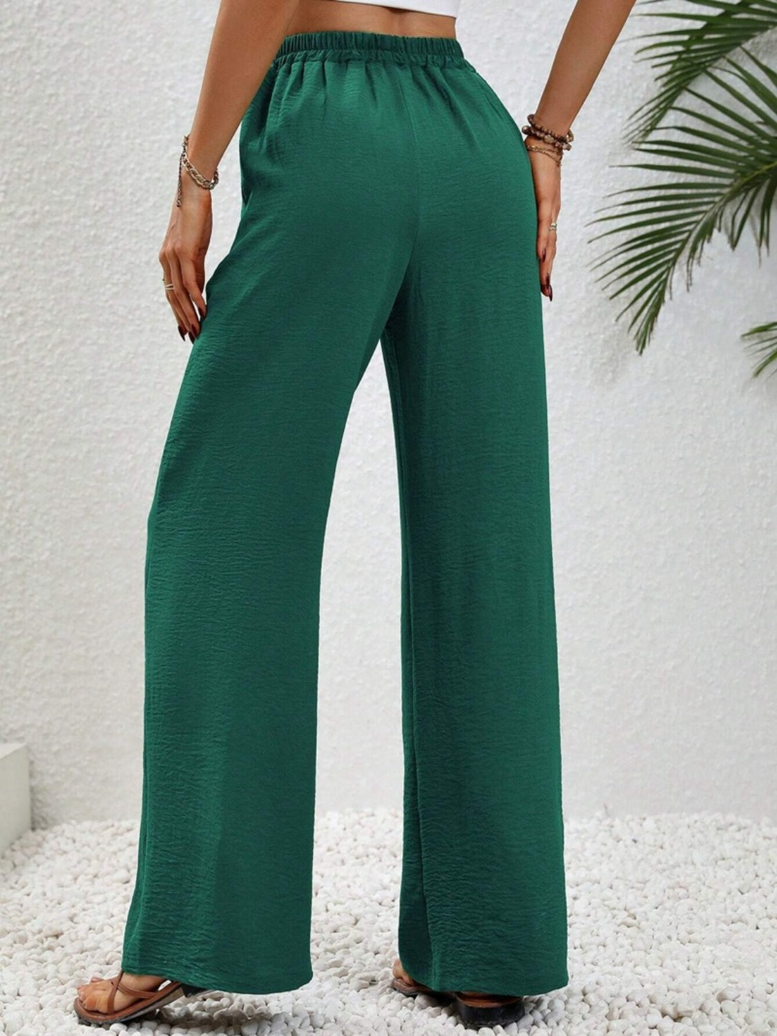 Our Best 100% Polyester Wide Leg Drawstring Waist Palazzo Pants (Multi Colors)