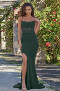 Naomi Stretch Scuba Crepe Fabric Corset Gown (Emerald)