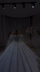 Luxury Royale Crystal Beaded Off-Shoulder Wedding Gown GD105