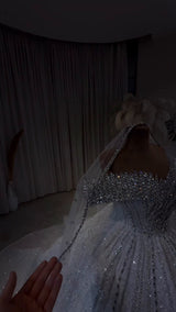 Luxury Royale Crystal Beaded Off-Shoulder Wedding Gown GD105